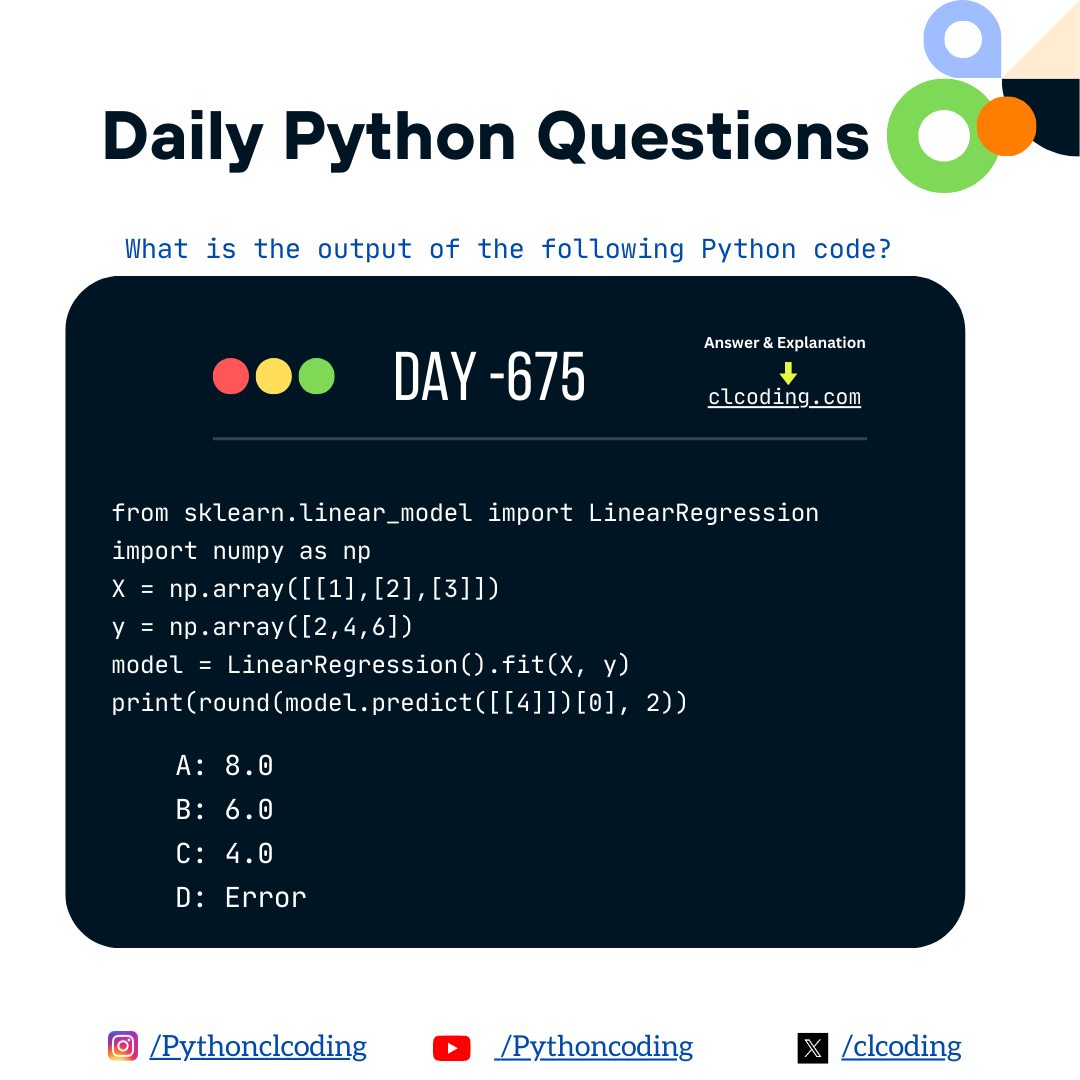 Python Coding challenge - Day 675| What is the output of the following ...