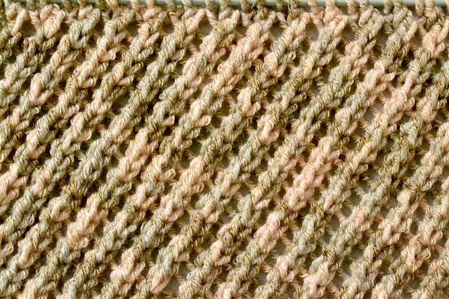 Right-Slanting Turkish Rib Knit Stitch Pattern