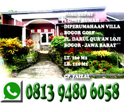 Di Jual Rumah di Perumahan Villa Bogor Golf Darul Qur'an Loji Bogor Jawa Barat, Murah, Aman, Lingkungan Sejuk dan NYaman, serta ASRI