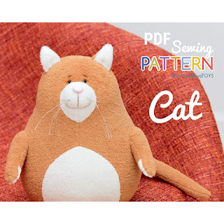 cat sewing pattern and DIY tutorial, how to make plush toy
