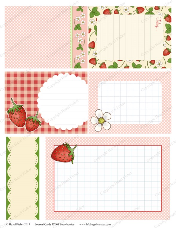 JC001 strawberry printable journal cards etsy 2 JC001 strawberry printable journal cards etsy 2