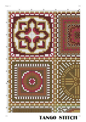 Granny squares cross stitch DMC thread pattern - Tango Stitch