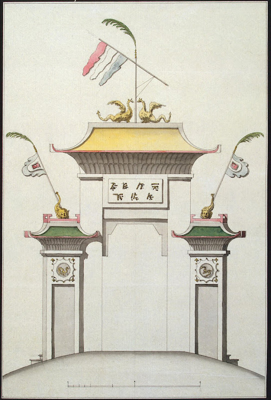 Design of the Gates in Chinese Style by Ilya Vasilyevich Neyelov - Architecture Drawings from Hermitage Museum