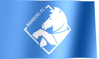The waving fan flag of Randers FC with the logo (Animated GIF)