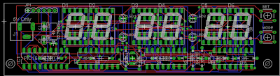 PCB of a Digital Clock  using PIC16F627a or PIC16F628 and Led 7-Segment with showing second