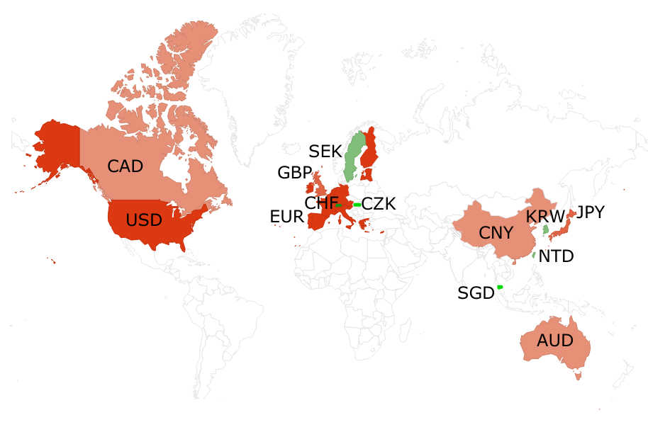 Die besten und schlechtesten Währungen der Welt - Geo-Diagramm