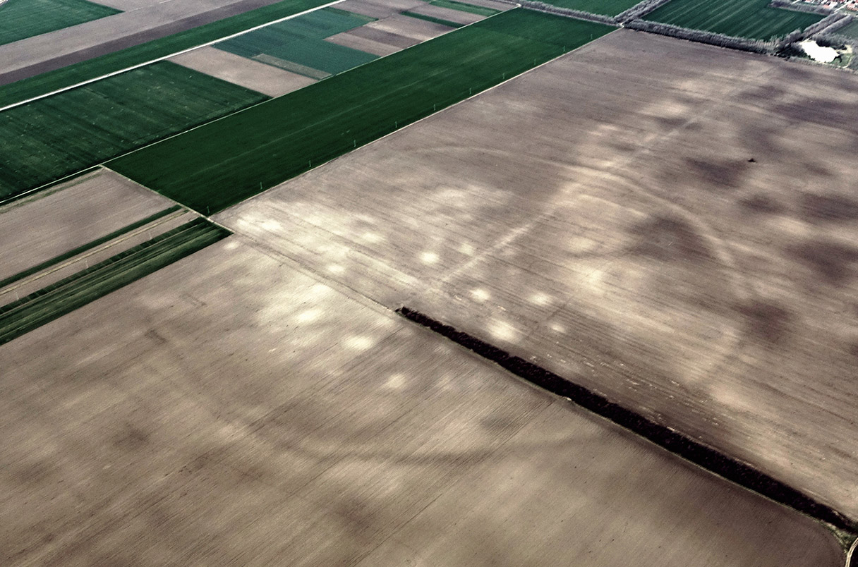 Οι ερευνητές χρησιμοποίησαν το Google Earth για να εντοπίσουν κυκλικές χωματουργικές εργασίες και βαθιές τάφρους όπως αυτή στη βόρεια Σερβία, η οποία καλύπτει τουλάχιστον400.000 τ.μ.  [Credit:BARRY MOLLOY ΚΑΙ DARJA GROSMAN]