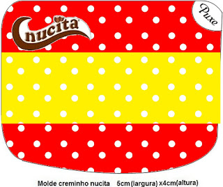 Red, Yellow and Withe Polka Dots Free Printable Nucita Labels.