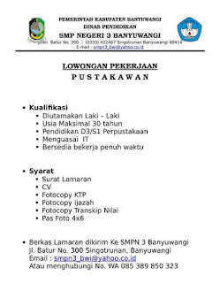 LOWONGAN PEKERJAAN PUSTAKAWAN