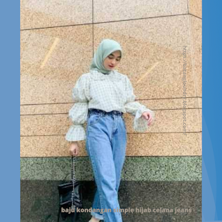 baju kondangan simple hijab celana jeans