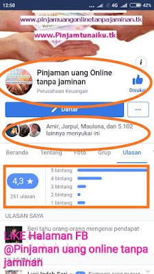 Halaman Facebook Pinjaman uang online tanpa jaminan, rekomendasi Tempat pinjaman uang terpercaya