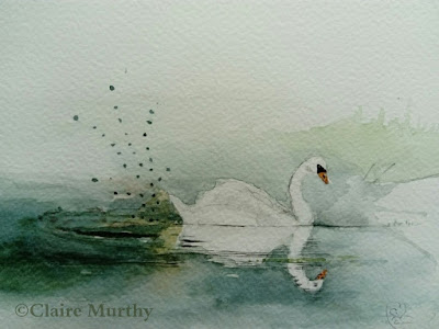 swan painted in watercolours