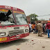 मऊ में उग्र छात्रों ने काशी डिपो की बस पर किया पथराव