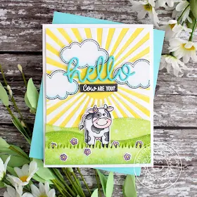 Sunny Studio Stamps: Miss Moo Sunny Sentiments Woodland Borders Hello Cards by Leanne West 