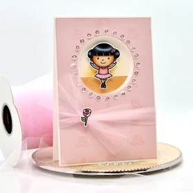 Sunny Studio Stamps: Tiny Dancers Ballerina Card with Sequin Window by Debbie Olson
