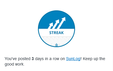 3-day streak on SunLog