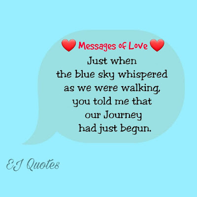 Cute love quotes - Just when the blue sky whispered as we were walking you told me that our journey had just begun