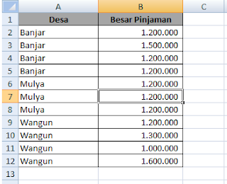 membuat sub total pada excel