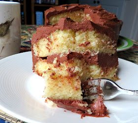 Golden Cake with Chocolate Frosting