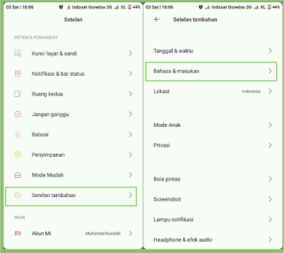 Menu setelan android