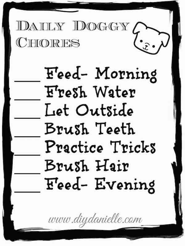 Dog Care Chore Checklist for Toddlers {Free Printable ...