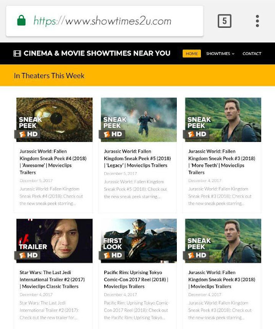 Showtimes2u.com website Movie Trailers Terkini di Pawagam 