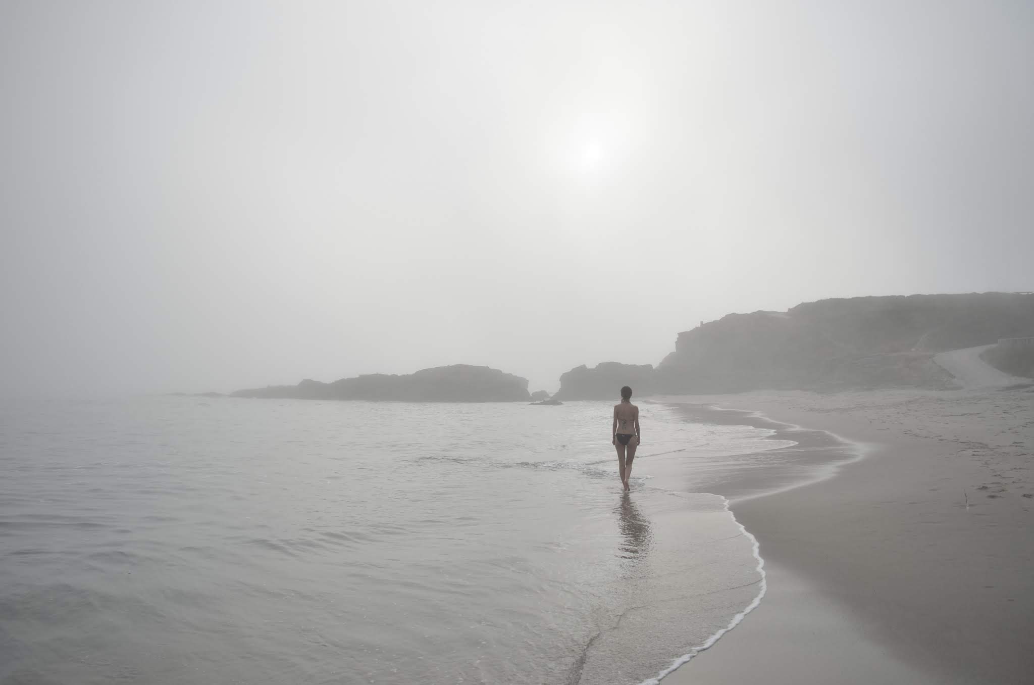 bruma / bretema playa paxariñas Sanxenxo. Niebla nevoa costa Galicia