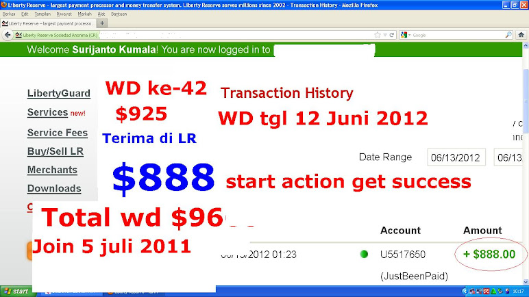 WD ke-42 $925 12 juni 2012, total wd sejak join 5 juli 2011 $9660