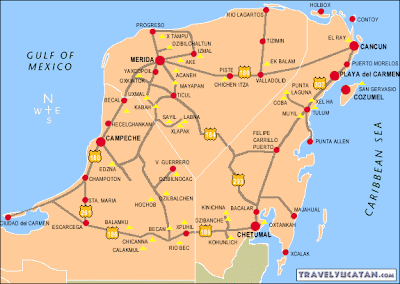 Mapa de Yucatán Peninsula Político Región