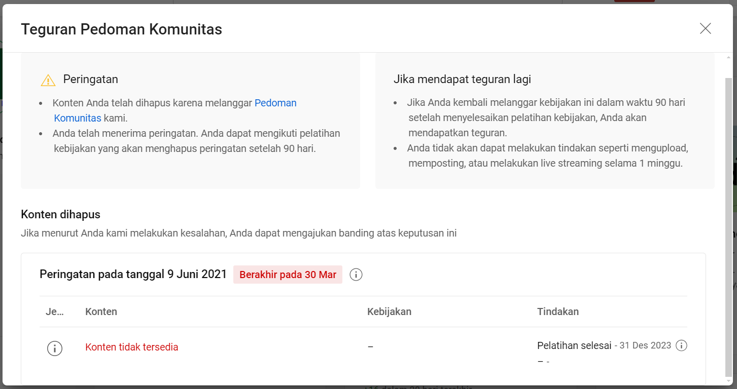 Channel YouTube ada Teguran Pedoman Komunitas