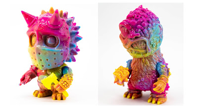 Mini Berserker & Chibi Toxigon Rainbow Marbled Edition Vinyl Figures by Mutant Vinyl Hardcore x Unbox Industries