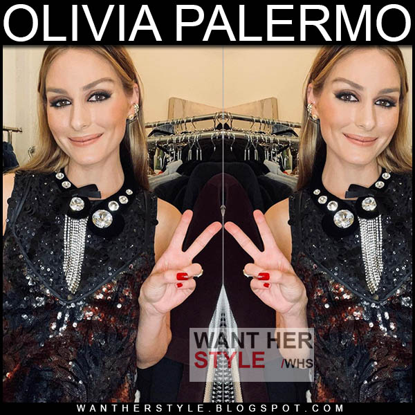 Olivia Palermo in black sequin embellished dress