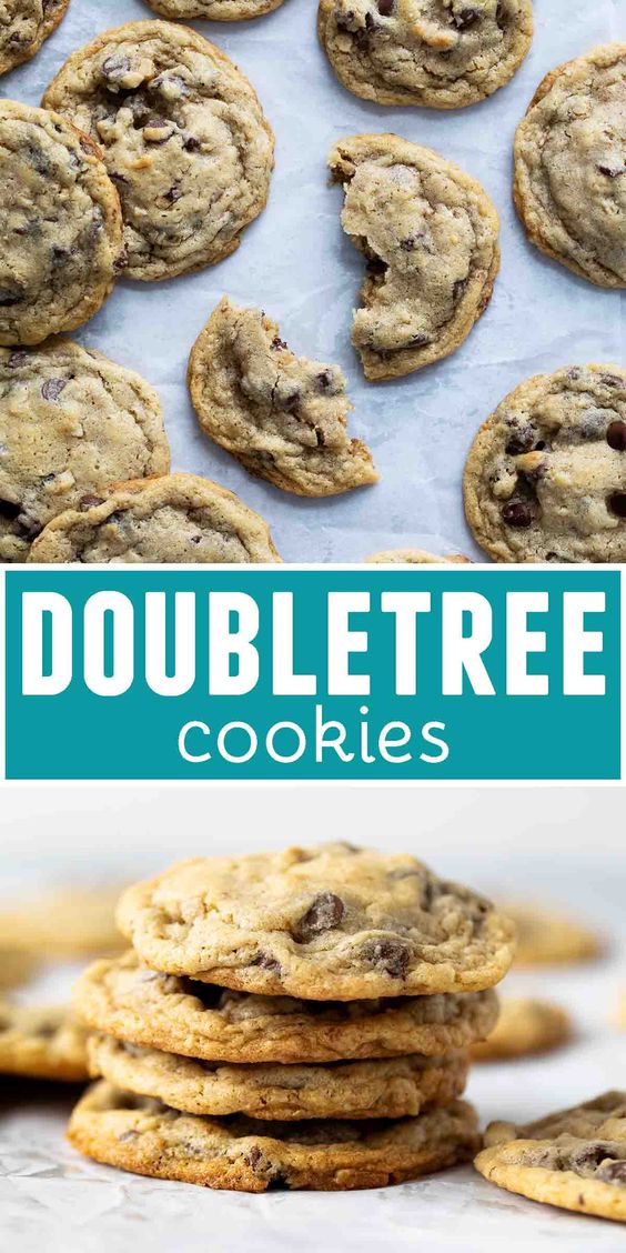 A copycat of the cookie made famous by a hotel chain, these Doubletree Cookies are filled with chocolate chips and walnuts. Serve them warm for the perfect treat. #cookies #dessert#chocolatechipcookies