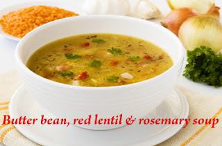 Butter bean, red lentil & rosemary soup for lunch