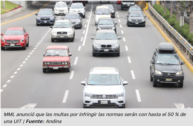 Lima Metropolitana: desde este lunes se comenzarán a aplicar multas por exceder nuevos límites de velocidad