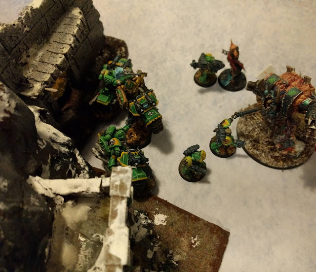 Warhammer 40k battle report - Maelstrom of War -  Schemes of War - 1250 points - Alpha Legion vs Mantis Warriors