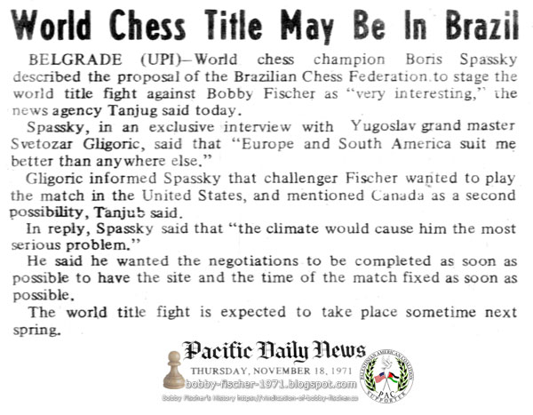 World Chess Title May Be In Brazil