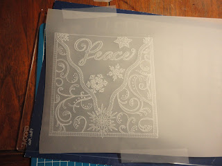 Parchment with frame, peace, snowflakes