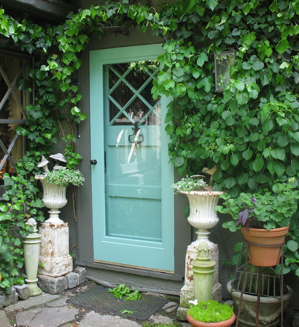 front door facade photos Turquoise Front Door Color | 585 x 640
