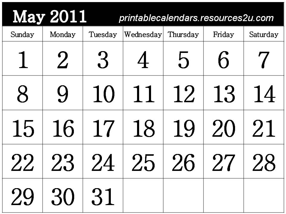 printable 2011 calendar. Free Calendar May 2011 design