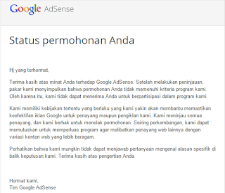 Ditolak google adsense