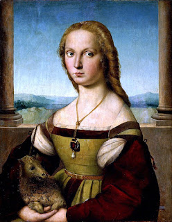 quadro dama com unicórnio de Rafael Sanzio