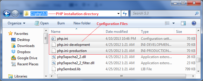 PHP configuration file