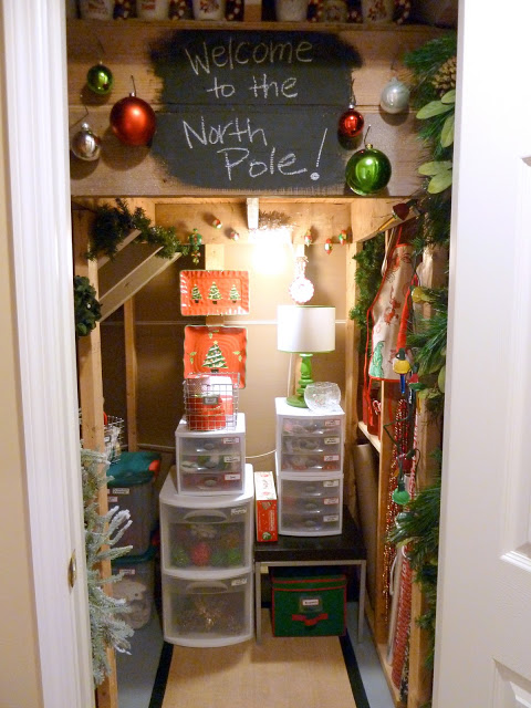 5. North Pole Wonderland: No room in your house for a gift wrapping station? I love how Carmel takes advantage of the space under her basement stairs to store ALL of her Christmas decor- including Christmas gift wrapping and bows. 