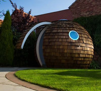 Spherical Design in Rustic Western Red Cedar Wood Shingles