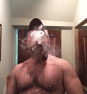 Animation of the shirtless hairy pipe smoking dude the 40s
