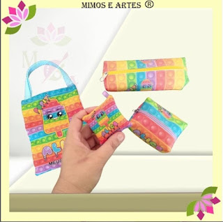 Sacolinha, estojo, porta moedas e almochaveiros kit perfeito para sua festa!