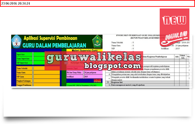 Download Aplikasi Supervisi Kunjungan Kelas Kurikulum 2013 & KTSP Terbaru 2016/2017