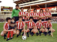 ATHLETIC CLUB DE BILBAO. Temporada 1982-83. Cedrún, Guisasola, Núñez, Urkiaga, Tirapu, Liceranzu. Dani, Gallego, Noriega, Sola, Argote. ATHLETIC CLUB DE BILBAO 3 REAL SOCIEDAD DE FÚTBOL DE SAN SEBASTIÁN 0. 26/05/1983. Partido amistoso. Bilbao, Vizcaya, estadio de San Mamés. GOLES: 1-0: 14’, Argote. 2-0: 31’, Gallego. 3-0: 76’, Dani.