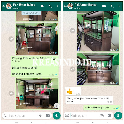 Gerobak Aluminium untuk Bakso dua Tungku pesanan Bpk Umar DiTebet Jakarta